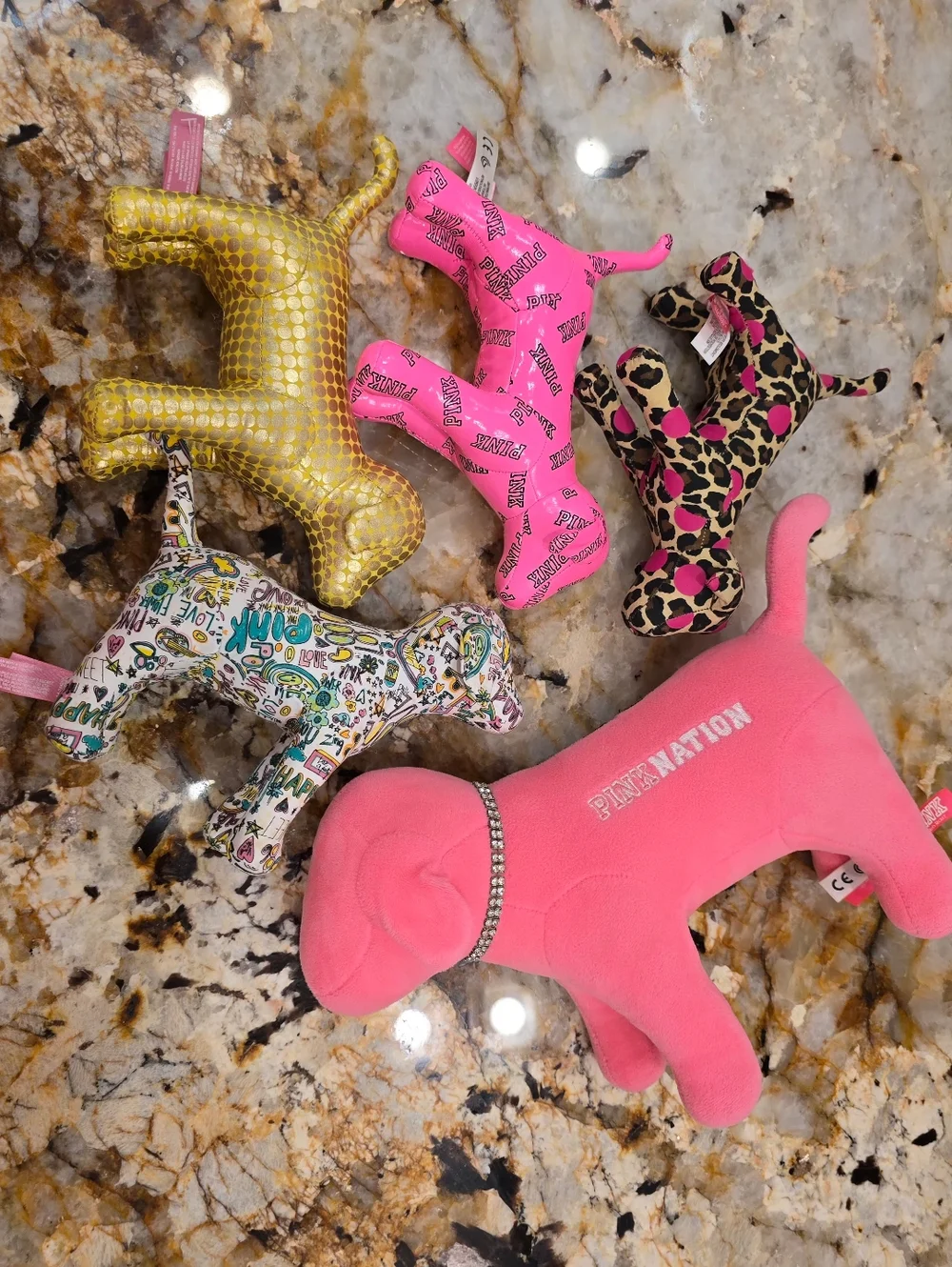 Victoria's Secret PINK collectible Limited Edition 5 Plush Dogs